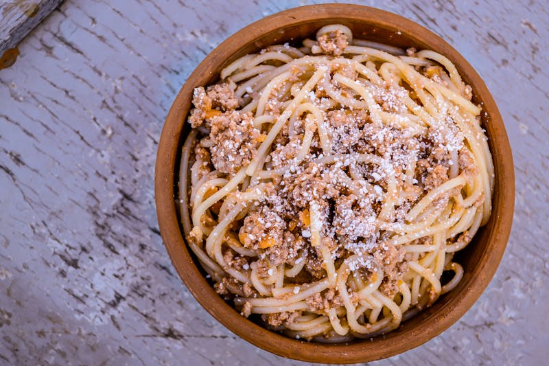 Tagliatelle al Ragù Bolognese style slow-cooked meat sauce